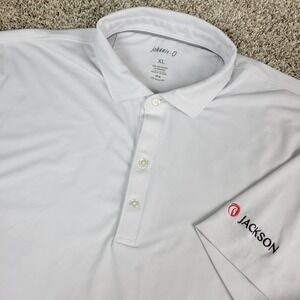 Johnnie O Mens XL Solid White Performance Stretch Golf Polo Short Sleeve